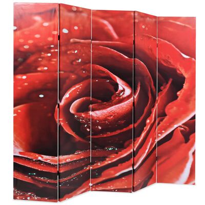 vidaXL Paravan de cameră pliabil, 200 x 170 cm, trandafir roșu