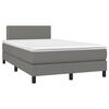 vidaXL Pat box spring cu saltea, gri &icirc;nchis, 120x190 cm, textil