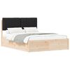 vidaXL Cadru de pat cu tăblie tapițată cu headboard Negru 140 x 190 cm