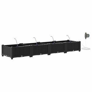 vidaXL Vază pentru Grădină 4 buc. Negru 160 x 40 x 22 cm PP