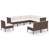 vidaXL Set mobilier de grădină cu perne, 9 piese, maro, poliratan