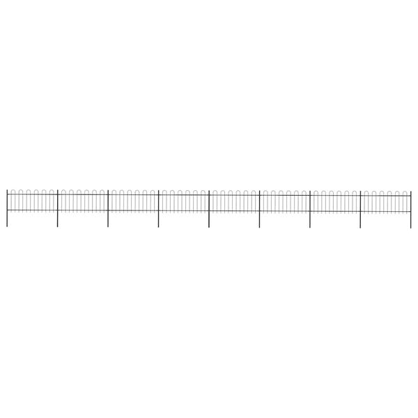 vidaXL Gard de grădină cu v&acirc;rf circular din oțel, 1426 x 80 cm, negru