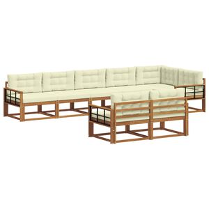 vidaXL Set de canapele de exterior cu pernă 8 pcs Natural și Crem
