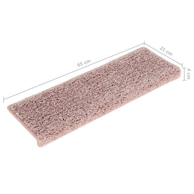 vidaXL Covorașe de trepte de scară,15 buc., alb și roz, 65x21x4 cm