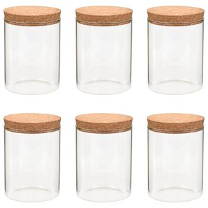 vidaXL Borcane din sticlă depozitare, capac de plută, 6 buc., 650 ml