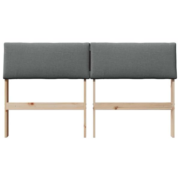 vidaXL Tăblie tapițată Gri &icirc;nchis 160 cm Lemn de pin masiv