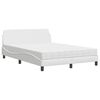 vidaXL Pat cu saltea, Dover, alb, 140x190 cm, piele ecologică