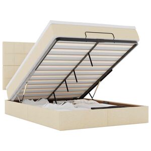 vidaXL Cadru de pat otoman cu saltea crem 140x190cm stofa