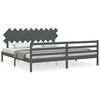 vidaXL Cadru pat cu tăblie 200x200 cm, gri, lemn masiv