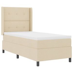 vidaXL Pat cu arc LED cu saltea cu headboard Crem 80 x 200 cm țesătură