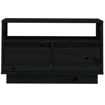 vidaXL Comodă TV, negru, 60x35x37 cm, lemn masiv de pin