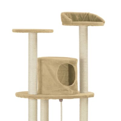 vidaXL Ansamblu pentru pisici cu stâlpi din funie sisal, bej, 160 cm