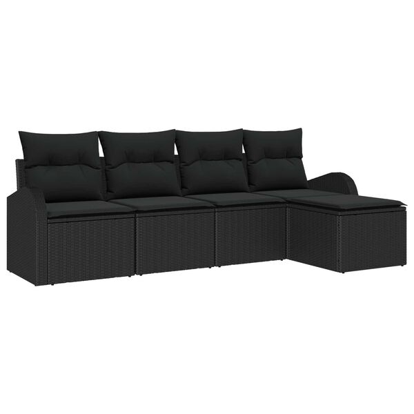 vidaXL Set de canapele pentru grădină 5 pcs Negru poliratan