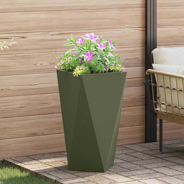 vidaXL Jardinieră 2 pcs Verde măsliniu 40 x 40 x 75 cm Oțel