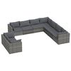 vidaXL Set mobilier de grădină cu perne, 9 piese, gri, poliratan