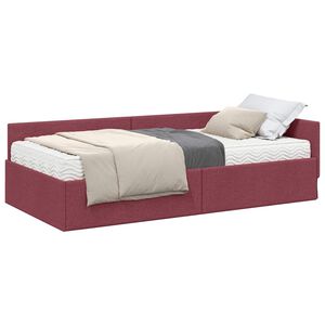 vidaXL Cadru de pat colțar cu saltea 2 buc. Roșu Vin 80 x 200 cm