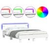 vidaXL Cadru de pat cu led cu headboard Alb 152 x 203 cm Lemn compozit