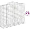 vidaXL Coșuri gabion arcuite 3 buc, 200x50x160/180 cm, fier galvanizat