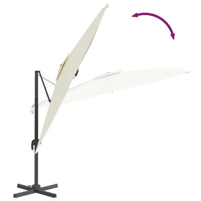 vidaXL Umbrelă în consolă cu LED, alb nisipiu, 400x300 cm