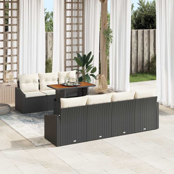 vidaXL Set de canapele pentru grădină 8 pcs Negru Rattan poli