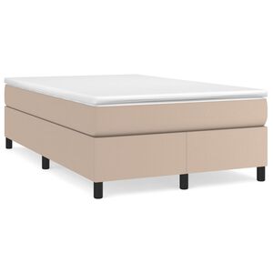 vidaXL Pat box spring cu saltea, cappuccino, 120x200cm piele ecologică