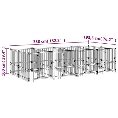 vidaXL Padoc pentru câini de exterior, 7,51 m², oțel