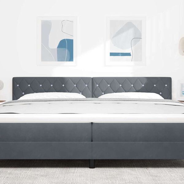 vidaXL Tăblie cap cu headboard Gri închis 200 cm Piele artificială