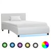 vidaXL Cadru de pat cu LED-uri, alb, 100 x 200 cm, piele ecologică