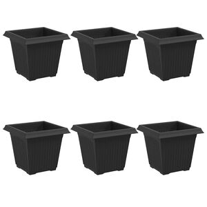 vidaXL Vază pătrată pentru flori 6 pcs Negru 16 x 16 x 14 cm Plastic