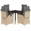vidaXL Set mobilier de grădină cu perne, 5 piese, bej, poliratan