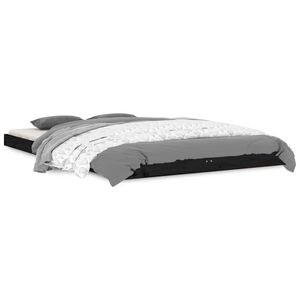 vidaXL Cadru de pat, negru, 120x190 cm, mic, dublu, lemn masiv de pin