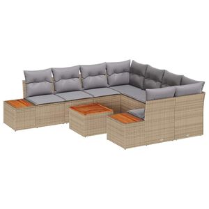 vidaXL Set de canapele pentru grădină cu pernă 9 pcs Bej Rattan poli