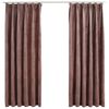 vidaXL Draperii opace 2 buc. roz antichizat 140x175 cm catifea c&acirc;rlige