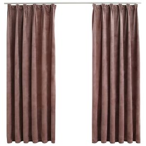 vidaXL Draperii opace 2 buc. roz antichizat 140x175 cm catifea c&acirc;rlige