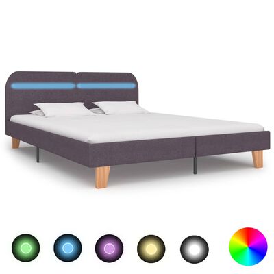 vidaXL Cadru de pat cu LED-uri, gri taupe, 160x200cm, material textil