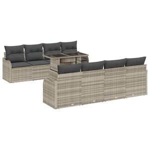vidaXL Set de canapele pentru grădină 7 pcs Gri deschis poliratan