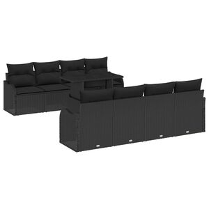 vidaXL Set de canapele pentru grădină cu pernă 7 pcs Negru poliratan
