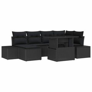 vidaXL Set de canapele pentru grădină cu pernă 7 pcs Negru