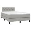 vidaXL Pat box spring cu saltea, gri deschis, 120x190 cm, textil
