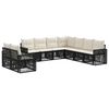vidaXL Set de canapele pentru grădină 9 pcs Negru și Alb crem