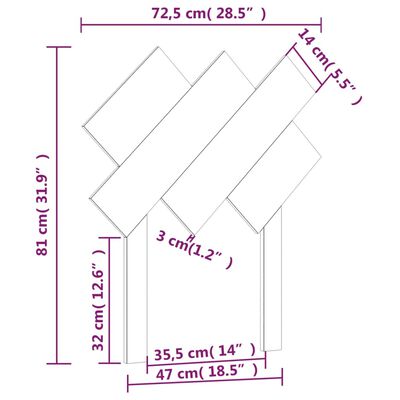 vidaXL Tăblie de pat, negru, 72,5x3x81 cm, lemn masiv de pin
