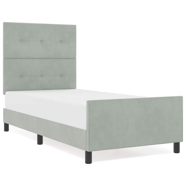 vidaXL Pat cu arcuri cu headboard Gri deschis 100 x 200 cm Catifea