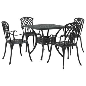 vidaXL Set masă de grădină 5 pcs Negru Aluminiu turnat