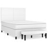 vidaXL Pat box spring cu saltea, alb, 140x200 cm, piele ecologică