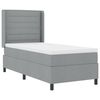 vidaXL Pat cu arc LED cu saltea Gri deschis 100 x 200 cm țesătură
