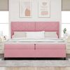 vidaXL Pat cu arcuri cu saltea cu headboard Roz 200 x 200 cm Catifea
