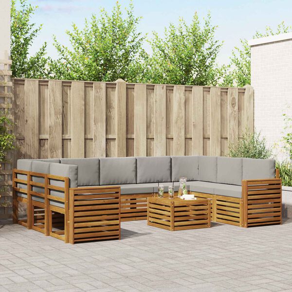 vidaXL Seturi de canapele cu pernă 10 pcs Gri natural și deschis