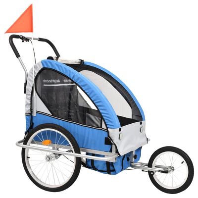 vidaXL Remorcă bicicletă & cărucior copii 2-în-1, albastru și gri