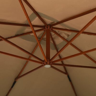 vidaXL Umbrelă suspendată cu stâlp din lemn, gri taupe, 400x300 cm