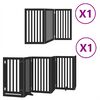 vidaXL Poartă c&acirc;ini pliabilă cu ușă 9 panouri negru, 450 cm, lemn plop